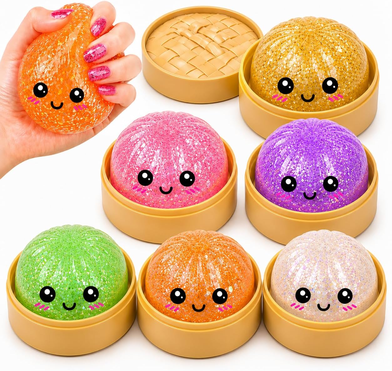 YMLTP 4-pack dumpling squishy mystery box with glitter rare hidden edition pieces